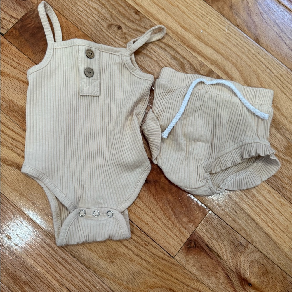 Amazon | baby girl tan two piece set | 0-3 months